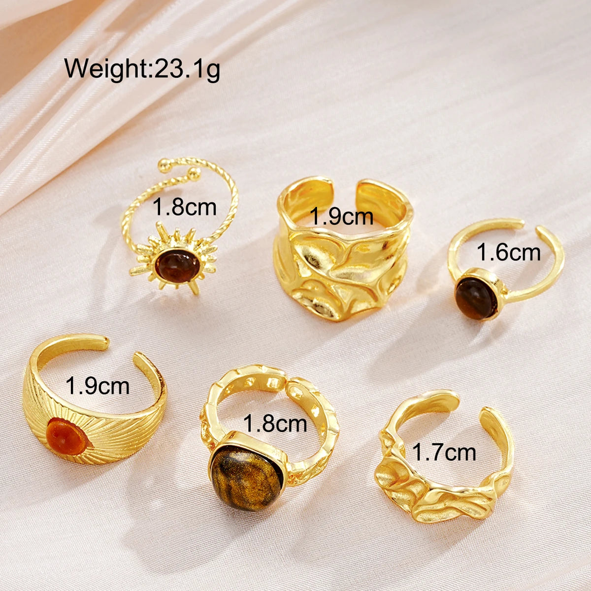 Sunflower Tiger Eye Ring Set